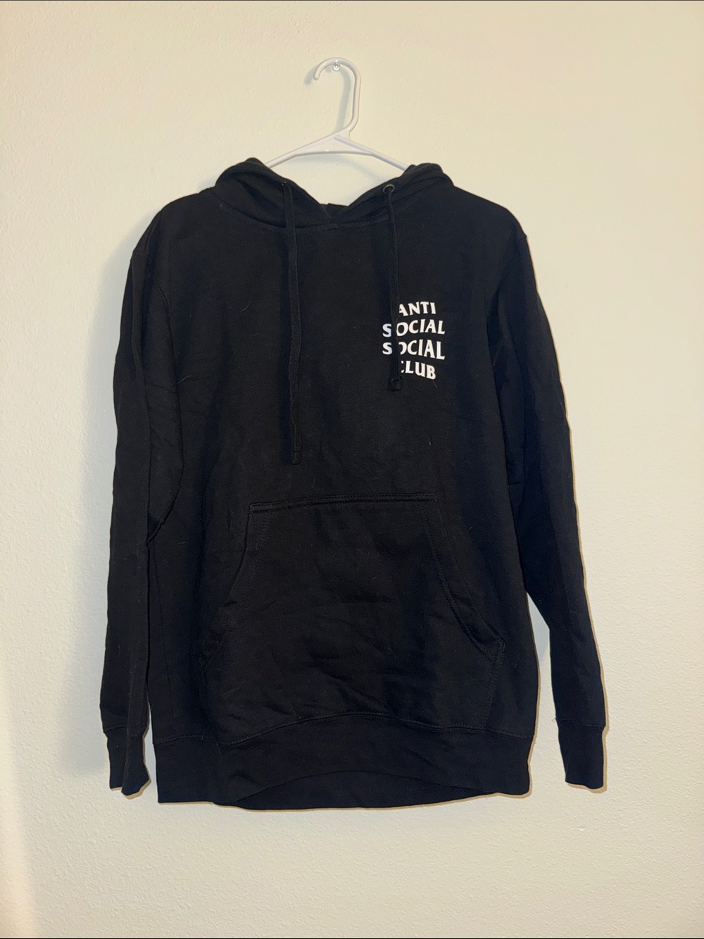 Anti Social Social Club Black Crewneck Hoodie with White Logo